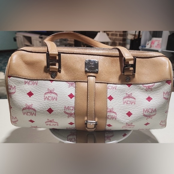 MCM Handbags - MCM Papillon Authentic with red accents and silver hardware. Suede interior. EUC